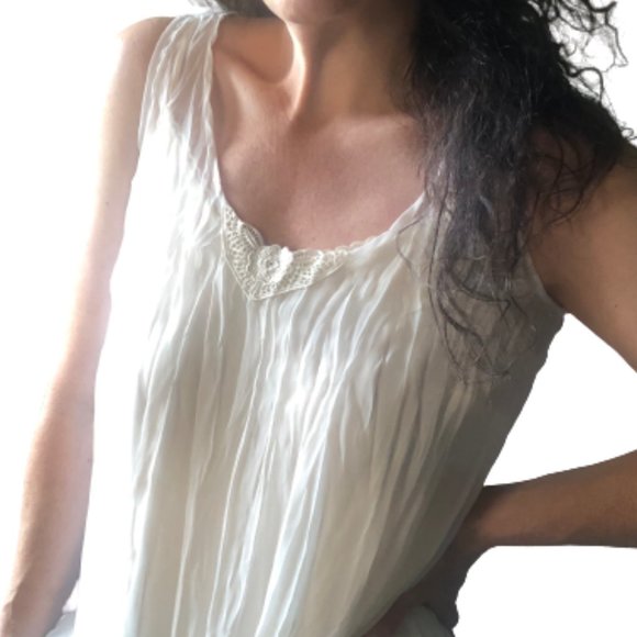 Vintage Ethereal Sheer Crinkle Slip Dress Overdress Underdress S/M - Picture 8 of 17